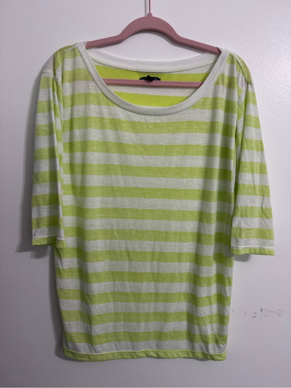 American Eagle Outfitters Lime-Striped Scoop Neck Short Sleeve Tee